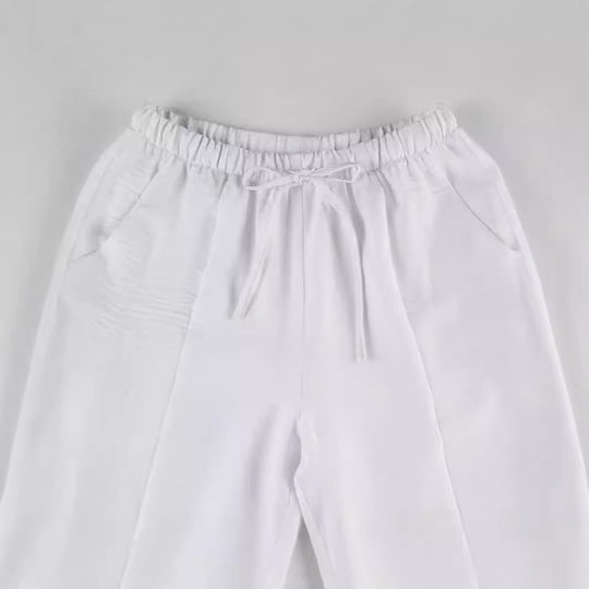 Damen Elegante und luftige Lounge-Hose mit elastischem Bund und seitlichen Taschen EB