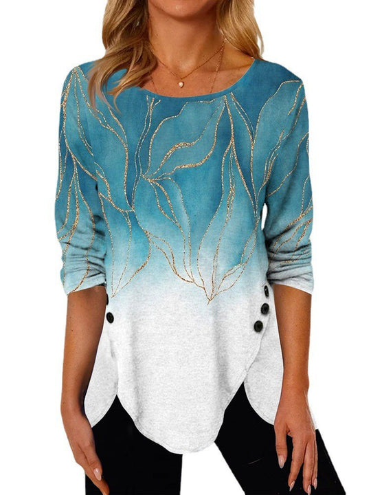 Damen Langärmeliges Oversize-Sweatshirt mit abstraktem Aquarell-Mosaikprint EB