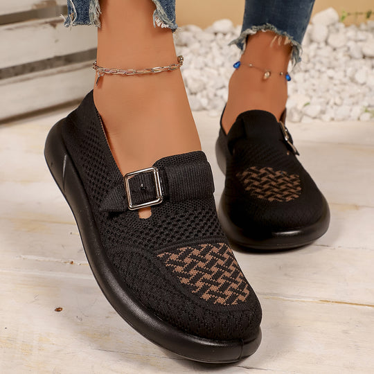 Damen Komfortable Slip-On Sneakers mit modischem Riemendesign EB