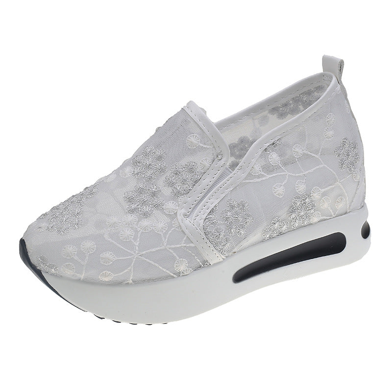 Damen Komfortable Sneaker mit floralem Stickmuster und rutschfester Sohle EB