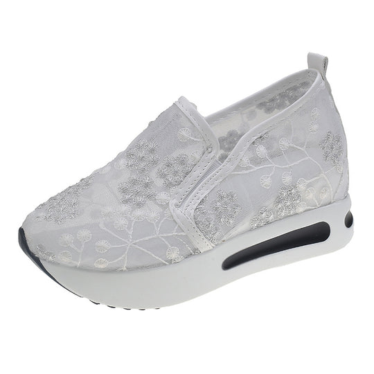 Damen Komfortable Sneaker mit floralem Stickmuster und rutschfester Sohle EB