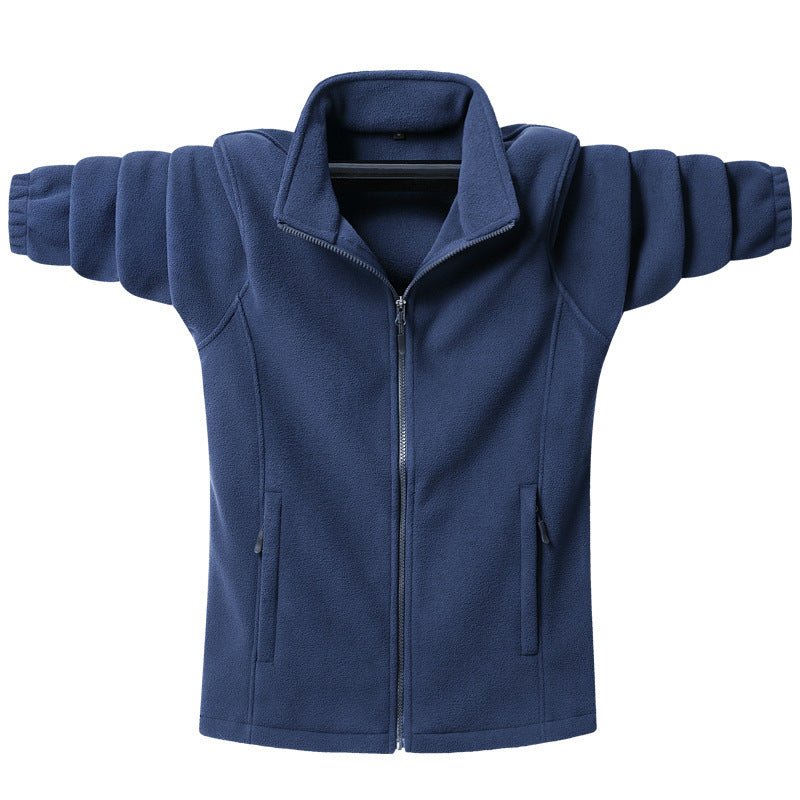 Herren klassische Fleecejacke mit durchgehendem Reißverschluss, Stehkragen und verdeckten Eingrifftaschen EB