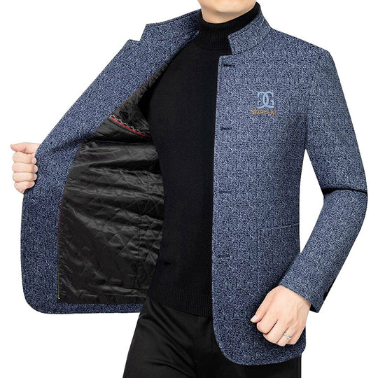 Herren Moderner Stehkragen-Blazer im Travel-Stil mit wattierter Innenfütterung EB