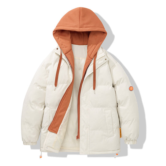 Herren zweilagige Oversized Steppjacke mit integrierter Kontrast-Kapuzeninnenjacke und thermischer Wattierung EB
