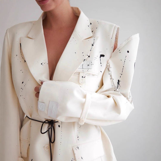 Damen Modischer Oversized-Blazer mit kreativen Akzentmustern EB