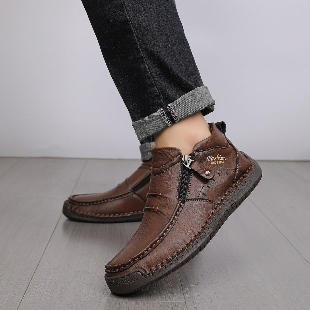 Herren Bequeme Leder Slipper EB