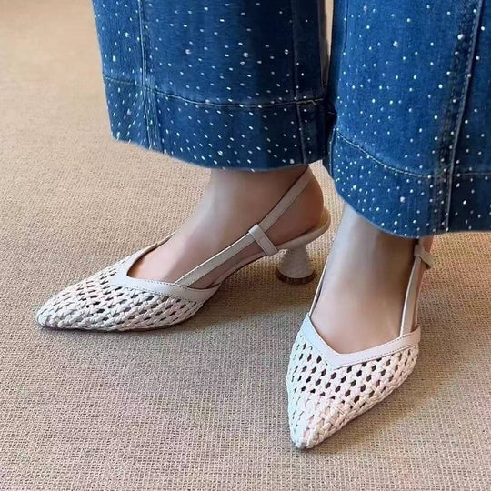 Damen Slingback-Pumps mit geflochtener Oberflächenstruktur und elegantem Absatz EB