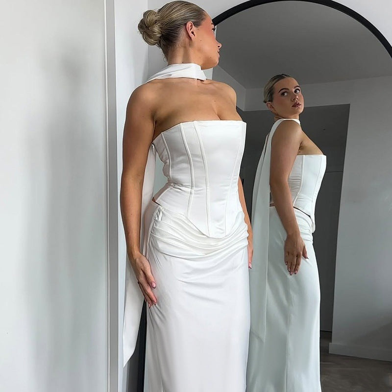 Damen Hochwertiges Abendkleid mit elegantem Cape EB