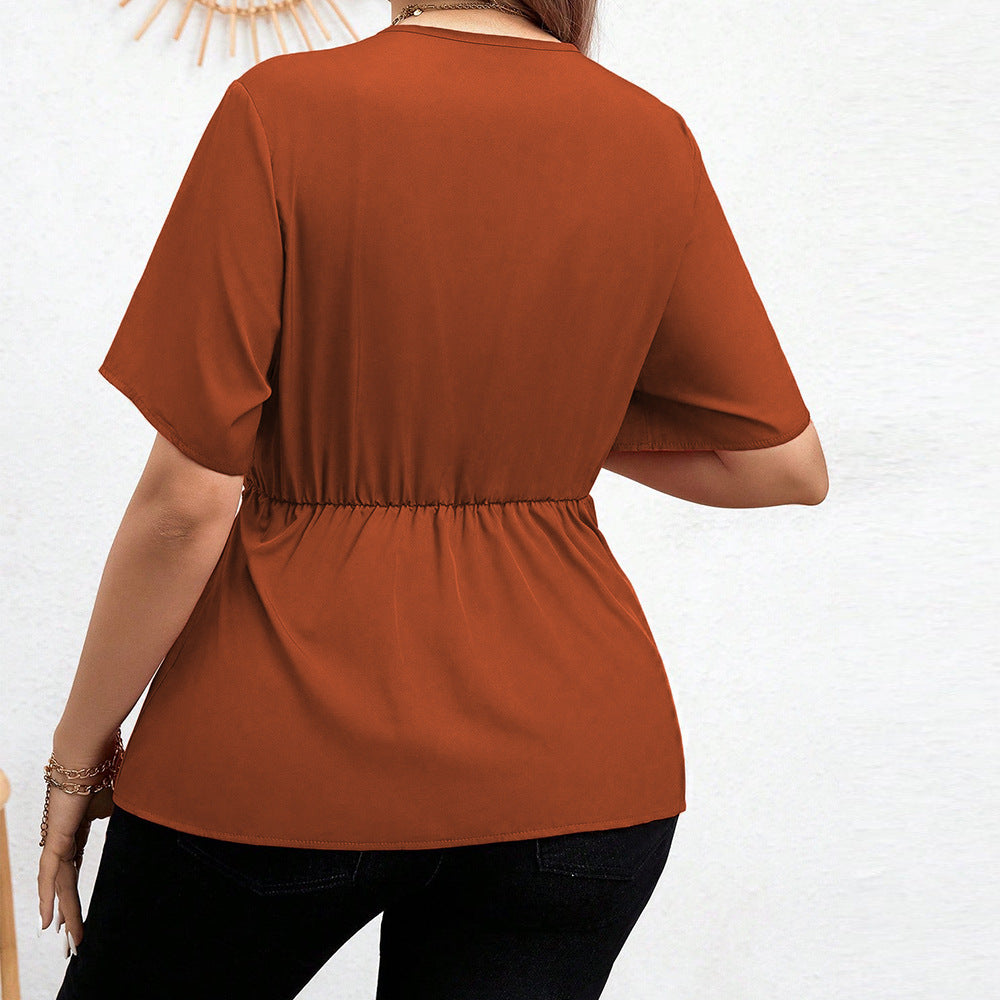 Damen Wickelbluse mit asymmetrischem Saum und Taillengürtel EB