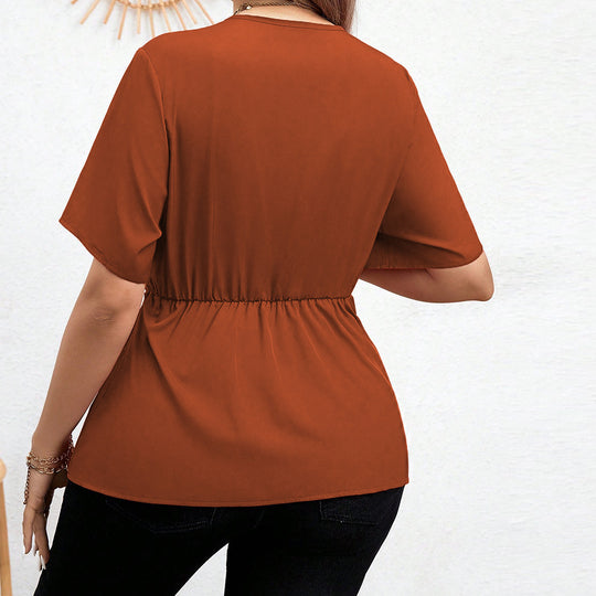 Damen Wickelbluse mit asymmetrischem Saum und Taillengürtel EB