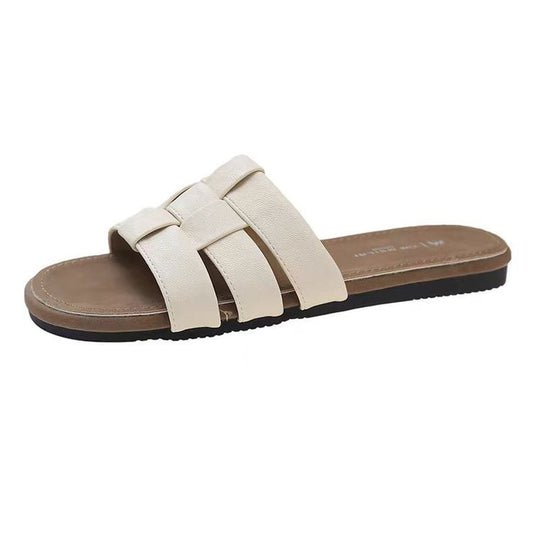 Damen bequeme Pantoletten mit glänzenden Riemen EB