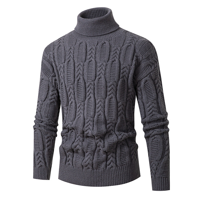 Herren Hochwertiger Rollkragenpullover mit Strukturmuster EB
