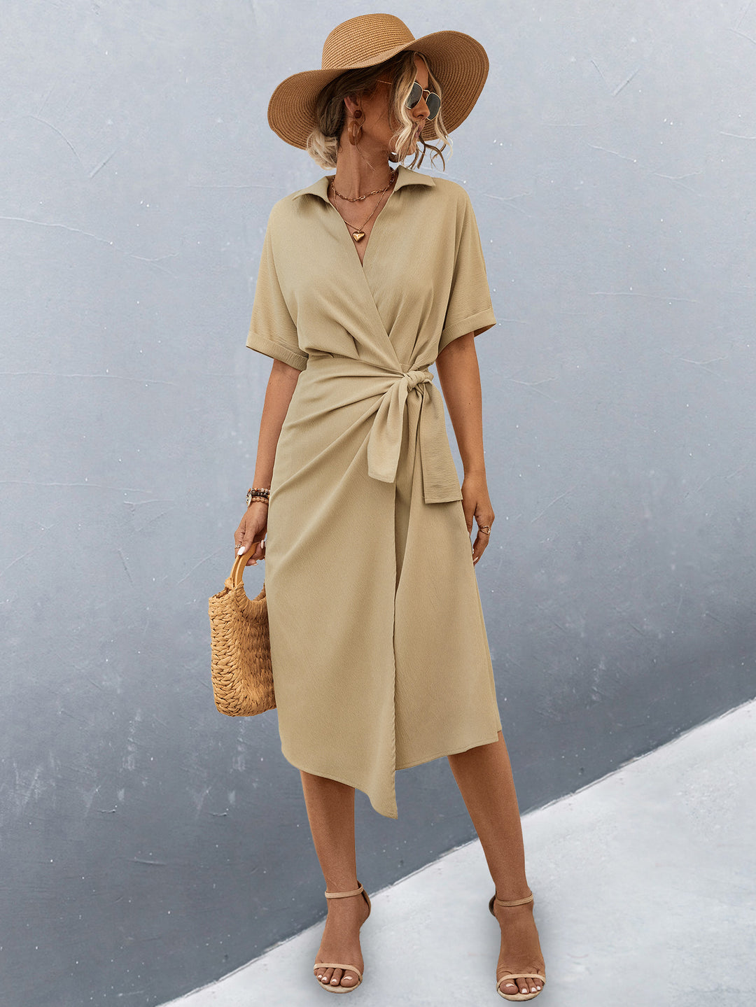 Damen Midikleid mit Wickeloptik EB