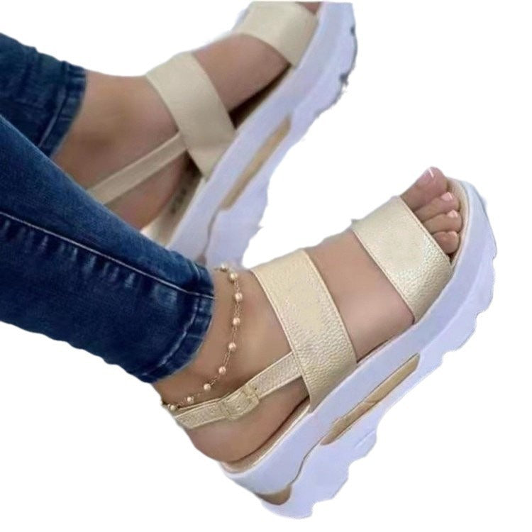 Damen Plateau-Sandalen mit verstellbarem Riemendesign und ergonomischer Sohle EB
