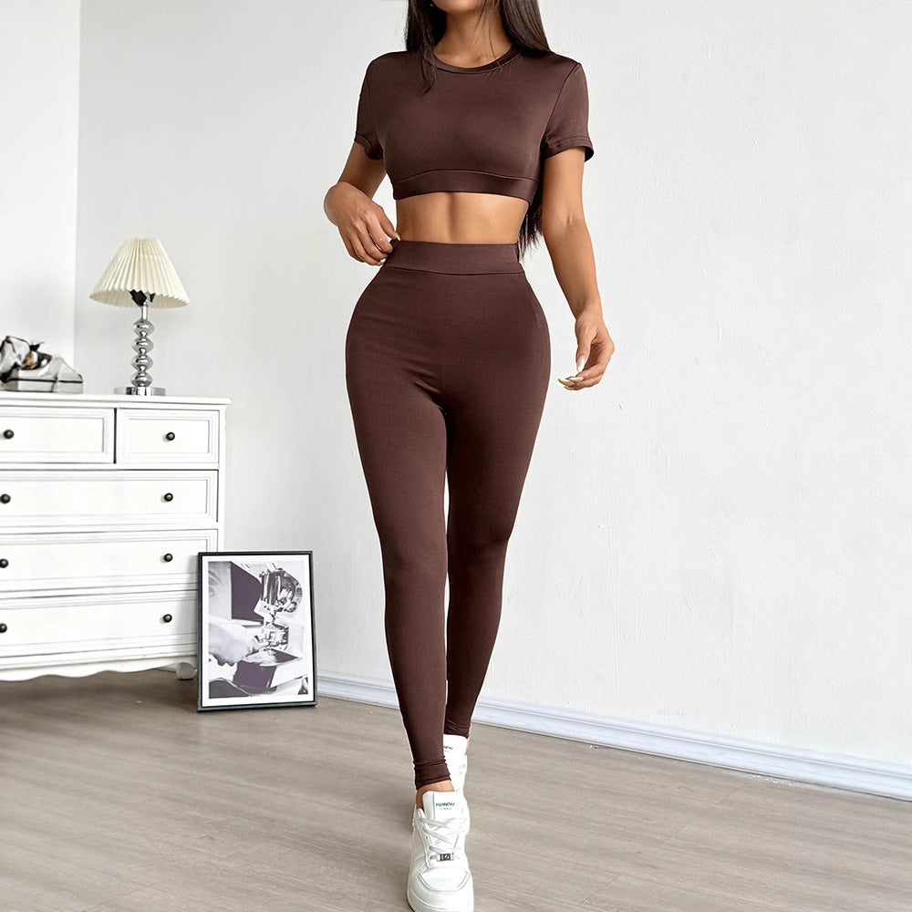 Damen Set aus cropped Oberteil und figurbetonten Leggings EB