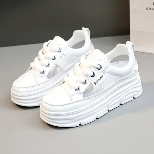 Damen Plattform Sneakers mit atmungsaktiver Mesh-Oberfläche und trendiger Dämpfung EB