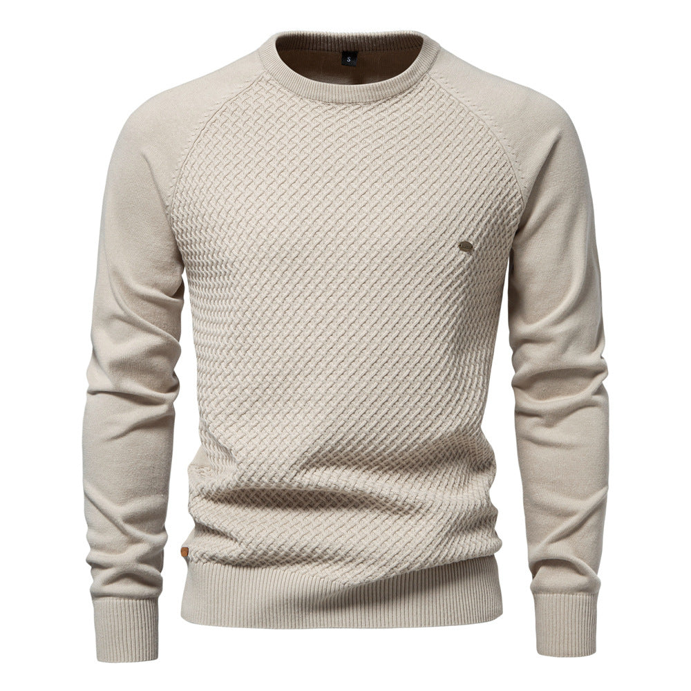 Herren Strickpullover mit modernem Strukturmuster und Rundhalsausschnitt EB