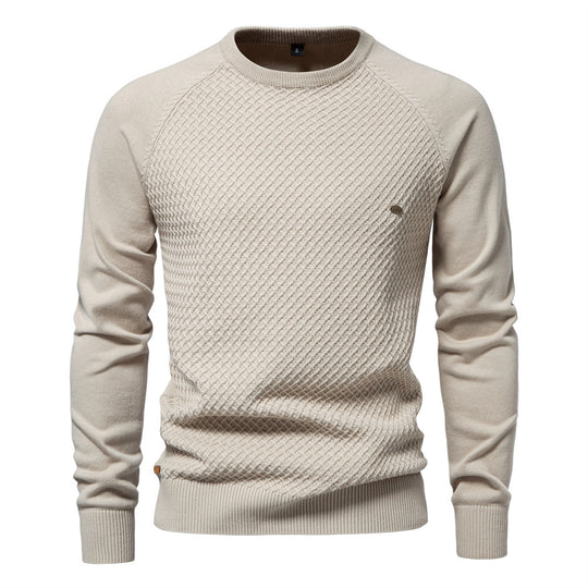 Herren Strickpullover mit modernem Strukturmuster und Rundhalsausschnitt EB