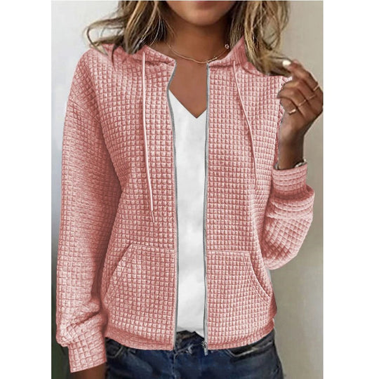 Damen Hoodie-Cardigan aus strukturiertem Material EB