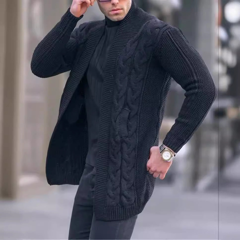 Herren Grobstrick Cardigan mit modischem Zopfmuster und lässigem Schnitt EB