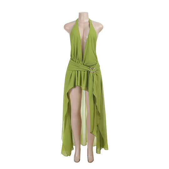 Damen Wickelkleid mit tiefem V-Ausschnitt und eleganter Drapierung EB