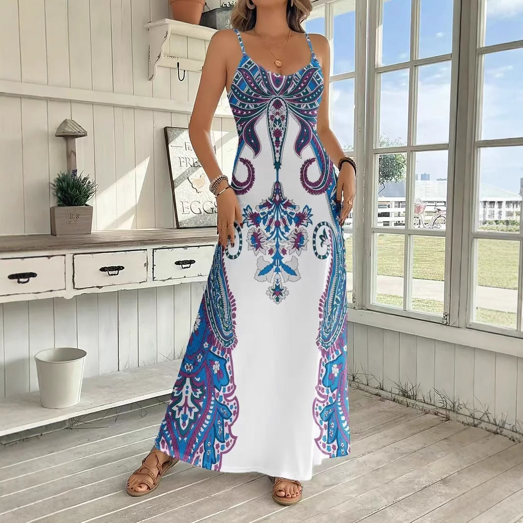 Damen Maxikleid mit verspieltem Druck und eleganter Silhouette EB