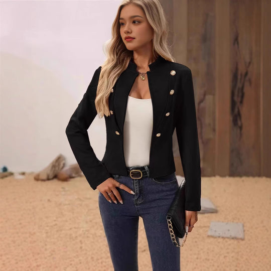 Damen elegante taillierte Blazerjacke mit goldenen Knöpfen EB