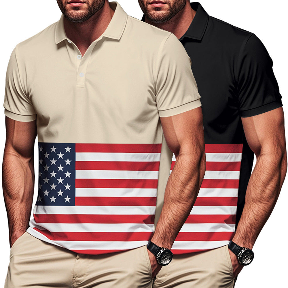 Herren Polo-Shirt mit Flaggenmotiv und klassischem Kragen EB