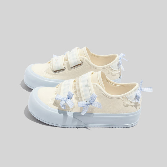 Damen Sneakers mit verspieltem Riemenverschluss und dekorativen Schleifen EB