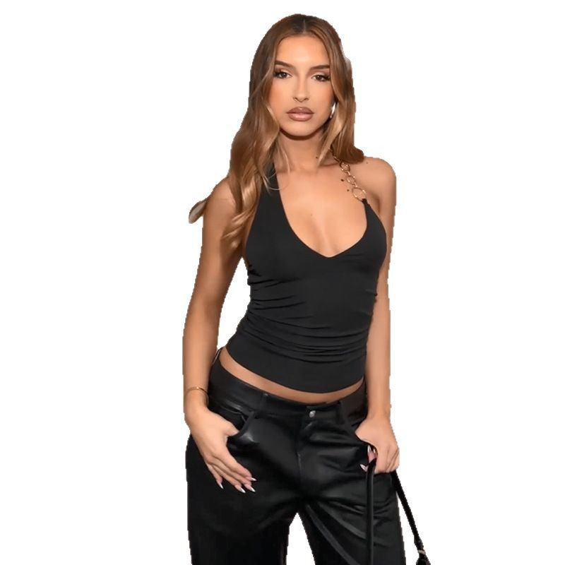Damen Sportliches Haltertop mit dekorativem Ringdetail EB