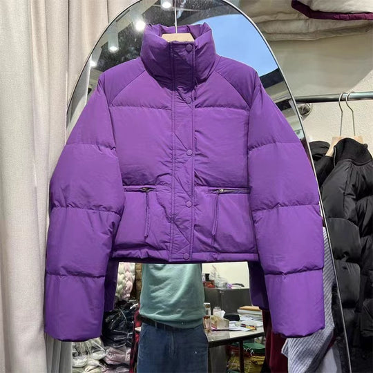 Damen gesteppte Winterjacke mit hohem Kragen und praktischen Taschen EB