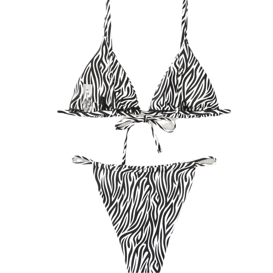 Damen Triangel-Bikini mit spannendem Zebra-Design und verstellbaren Trägern EB