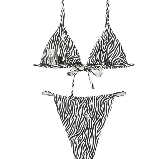 Damen Triangel-Bikini mit spannendem Zebra-Design und verstellbaren Trägern EB