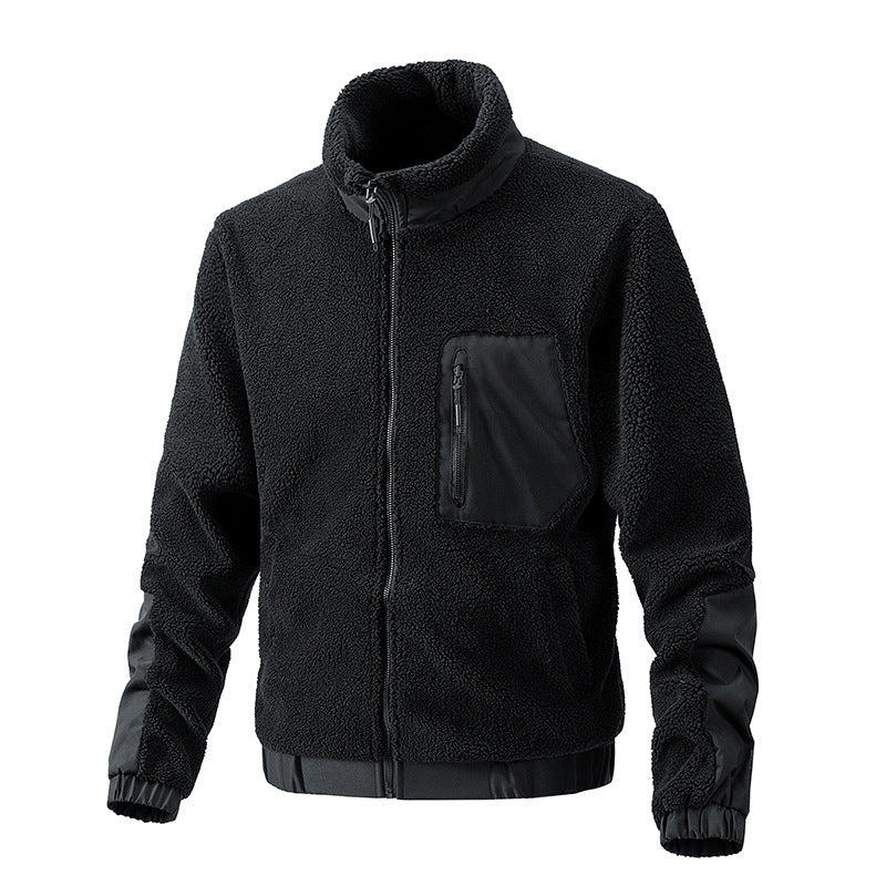 Herren Fleecejacke mit hochgeschlossenem Kragen und seitlichen Reißverschlusstaschen EB
