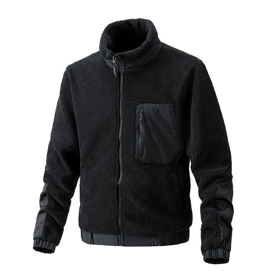 Herren Fleecejacke mit hochgeschlossenem Kragen und seitlichen Reißverschlusstaschen EB