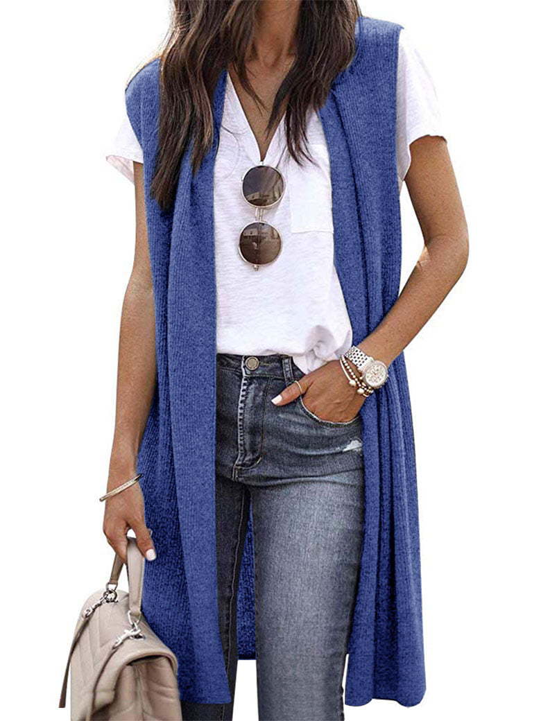 Damen Strickweste im lässigen Oversized-Design mit offenen Fronten und kurzer Ärmellänge EB