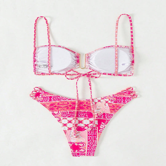 Damen Bandeau-Bikini mit verspieltem floralem Design EB