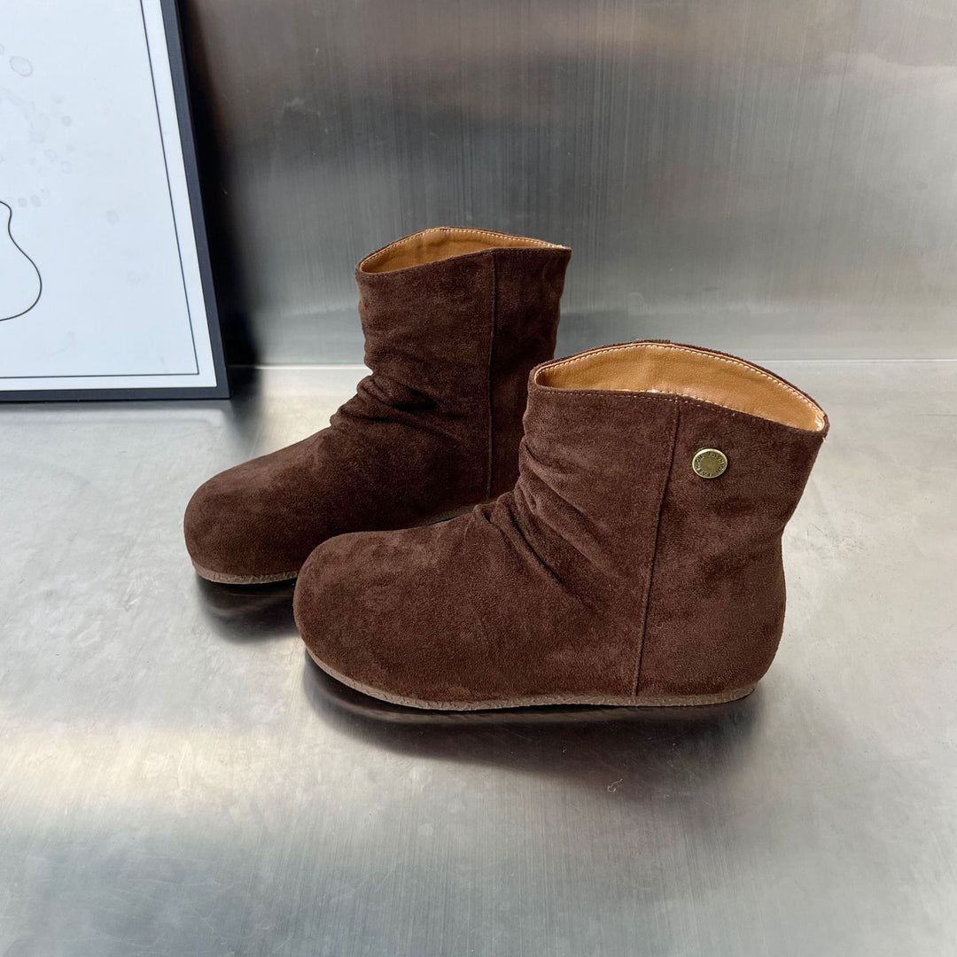 Damen kuschelige Wildleder-Stiefel mit flexiblem Knöchelbereich und rutschfester Sohle EB