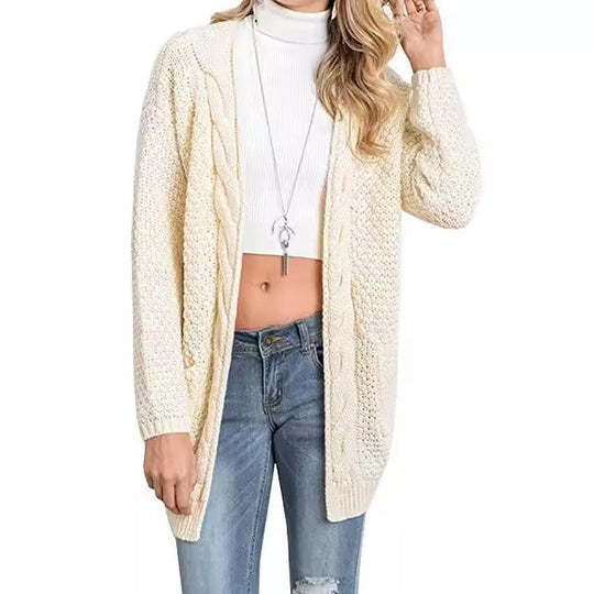 Damen Luftiger Strickcardigan mit offenen Taschen und lässigem Schnitt EB