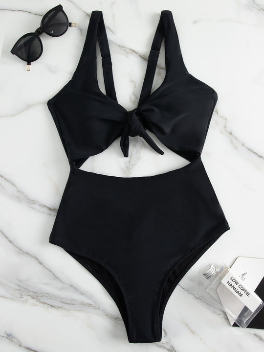 Damen Triangel-Bikini-Set mit verstellbarem Knotendesign EB