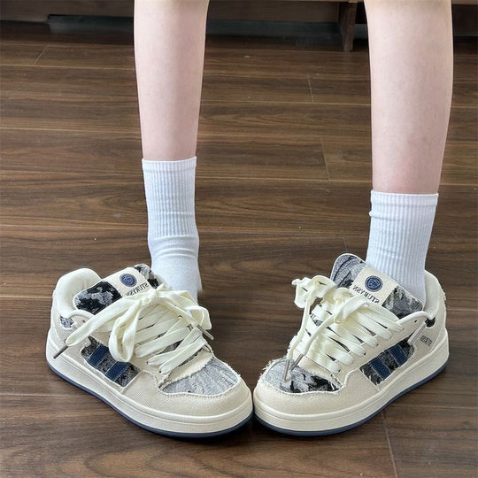 Damen Sneakers im lässigen Denim-Look mit geflochtenem Design EB