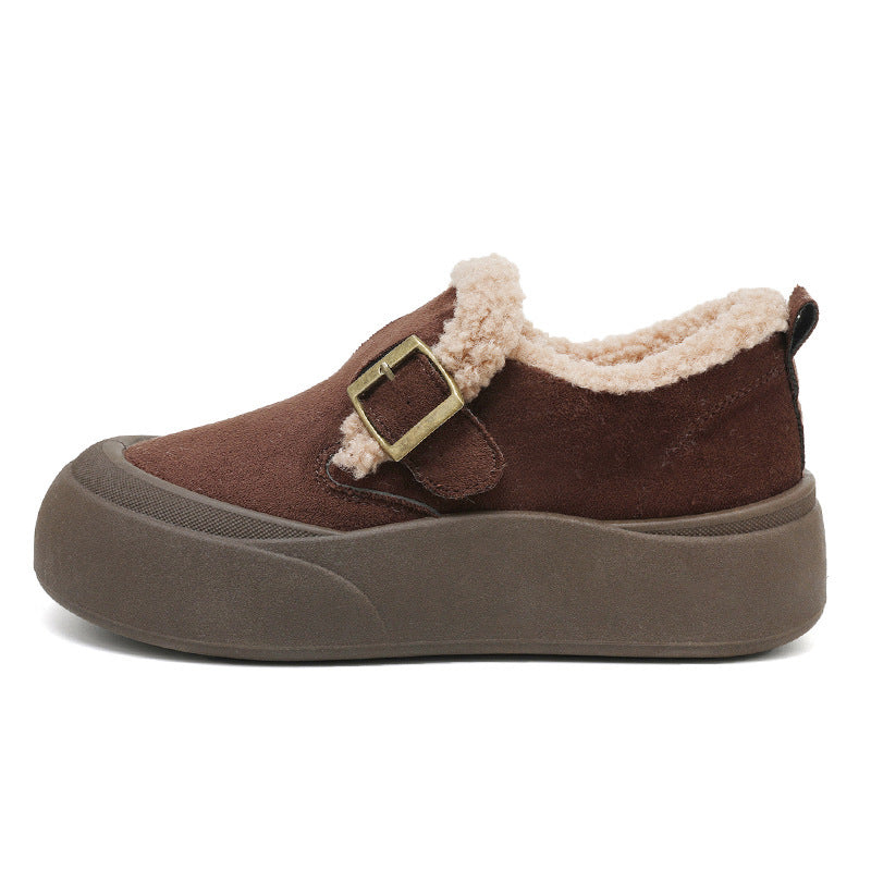 Damen bequemes Slipper mit wärmendem Innenfutter und modischem Schnallen-Design EB