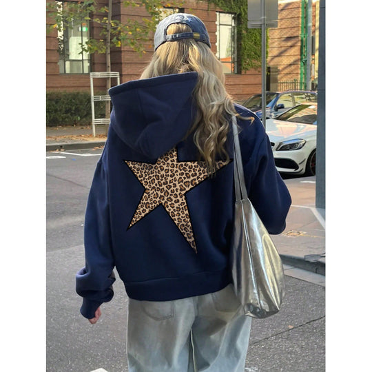 Damen Kapuzenpullover mit glitzerndem Sternmotiv EB