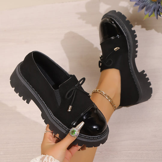 Damen nan modische Chunky-Loafer mit Animalprint, Lack-Toecap und profilierter Traktorsohle EB