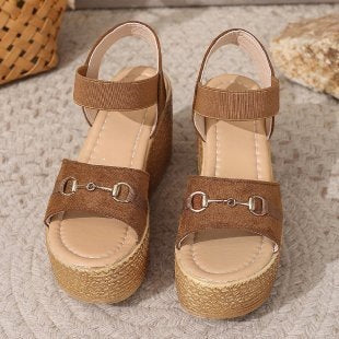 Damen Wedge-Sandalen mit luxuriösen Riemen und rutschfester Sohle EB