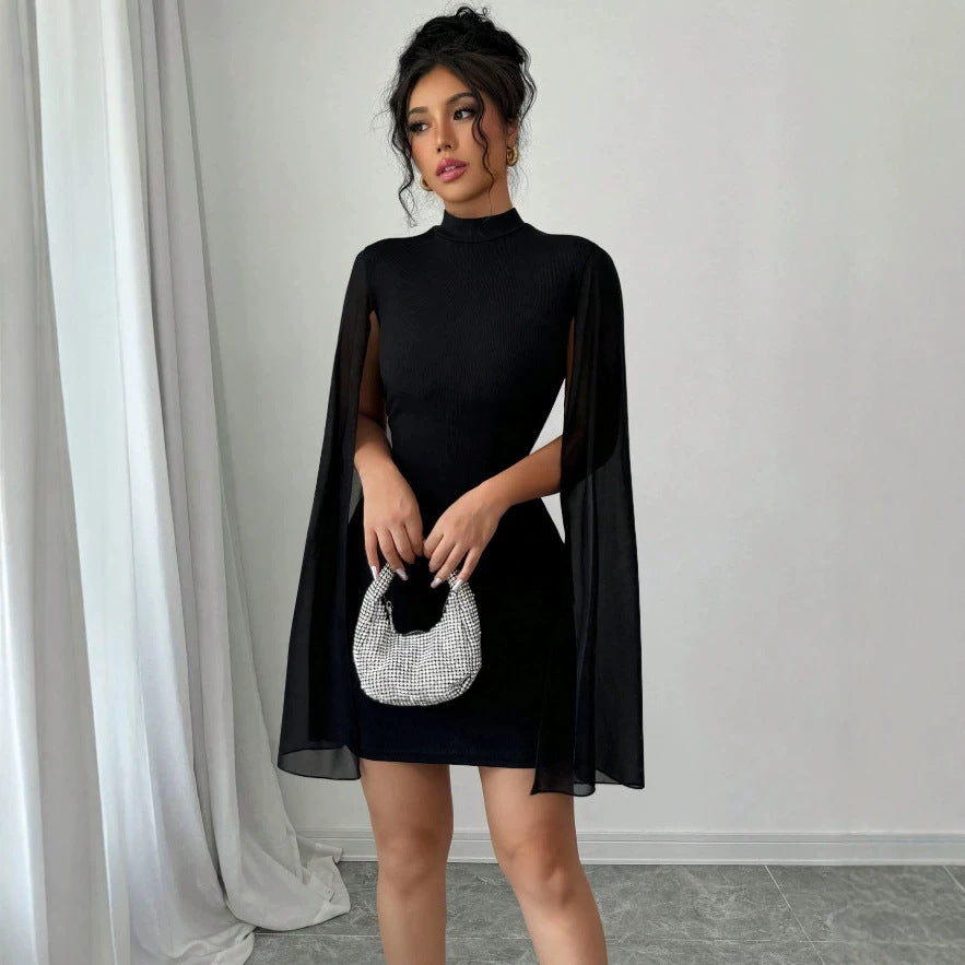Damen Kleid mit eleganten Flügelärmeln und figurbetontem Schnitt EB