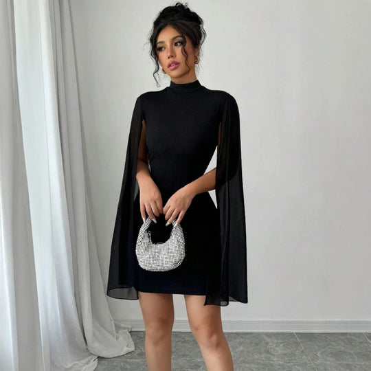 Damen Kleid mit eleganten Flügelärmeln und figurbetontem Schnitt EB