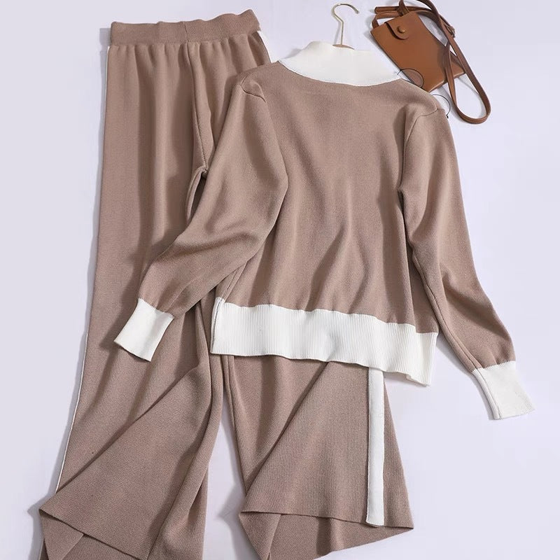 Damen Sportliches Strickensemble mit Reißverschluss EB