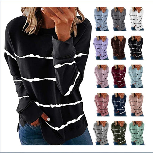Damen Freizeit Sweatshirt mit modernen Streifen EB