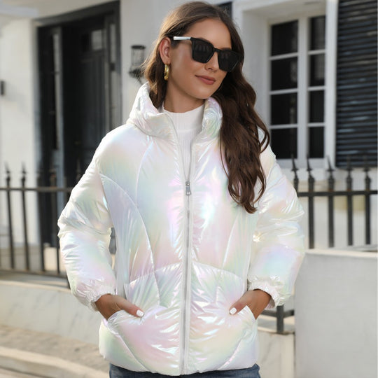 Damen Hochglänzende Steppjacke EB